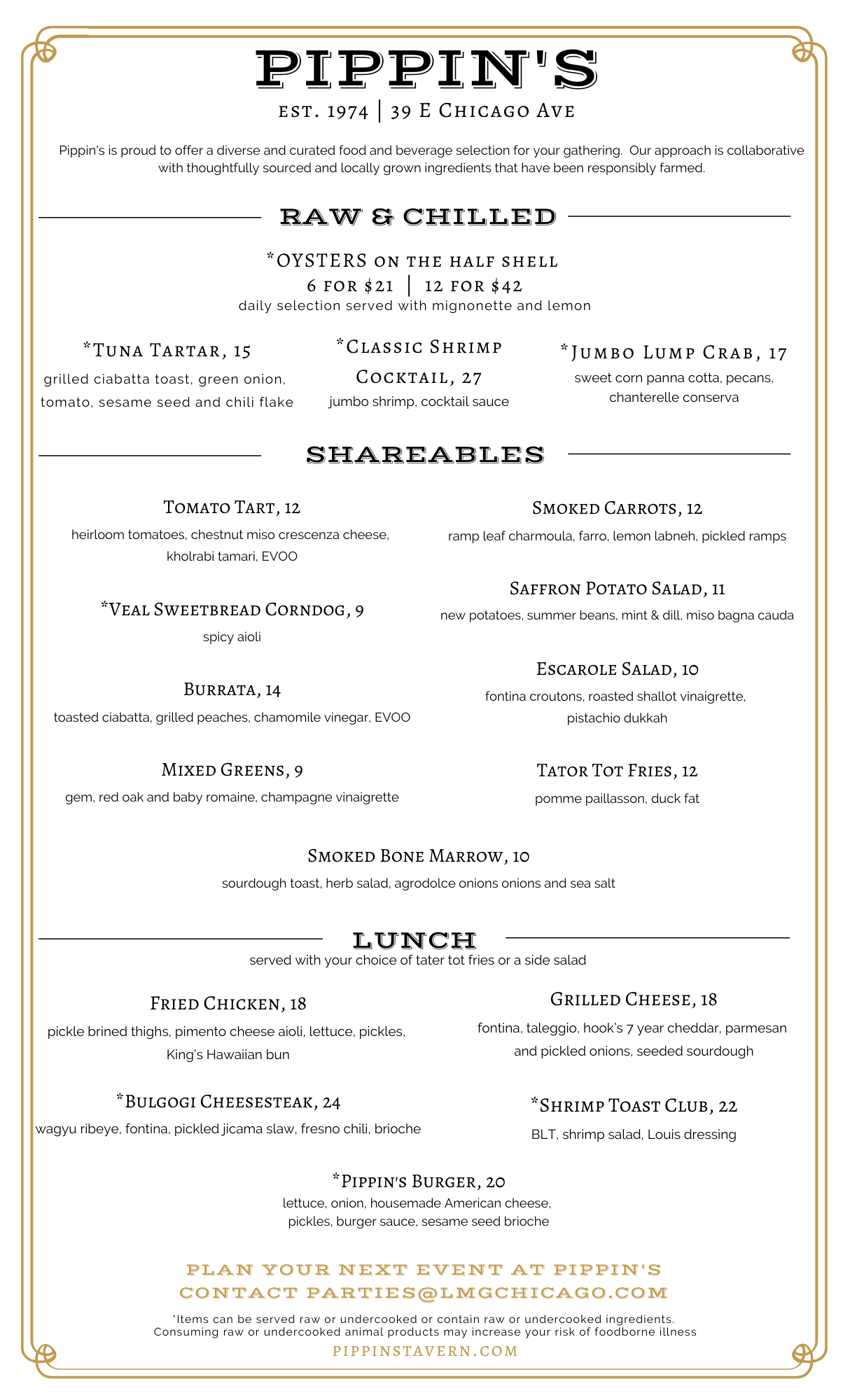 LUNCH MENU - She-nannigans | Chicago